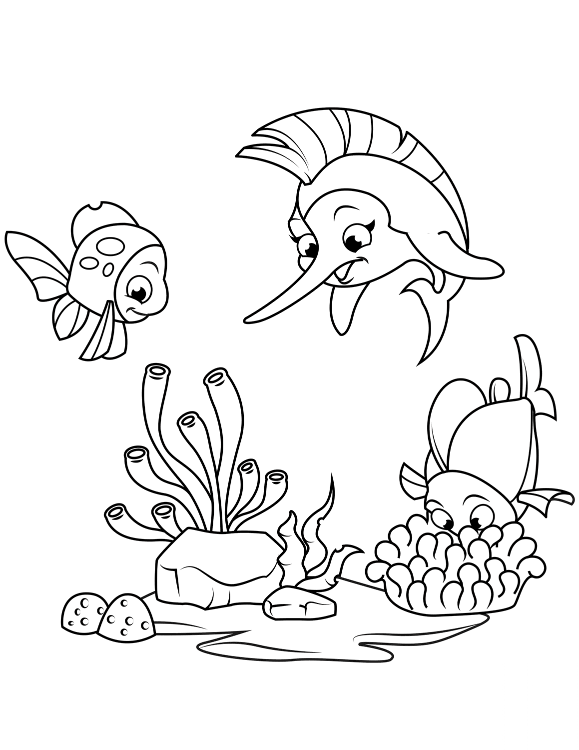 Marlin and Coral Fish