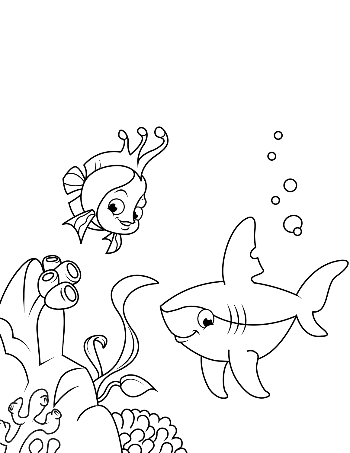 Cute Shark and Coral Reef Fish