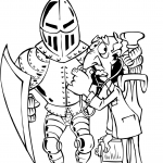 Doktor badający rycerza w zbroi