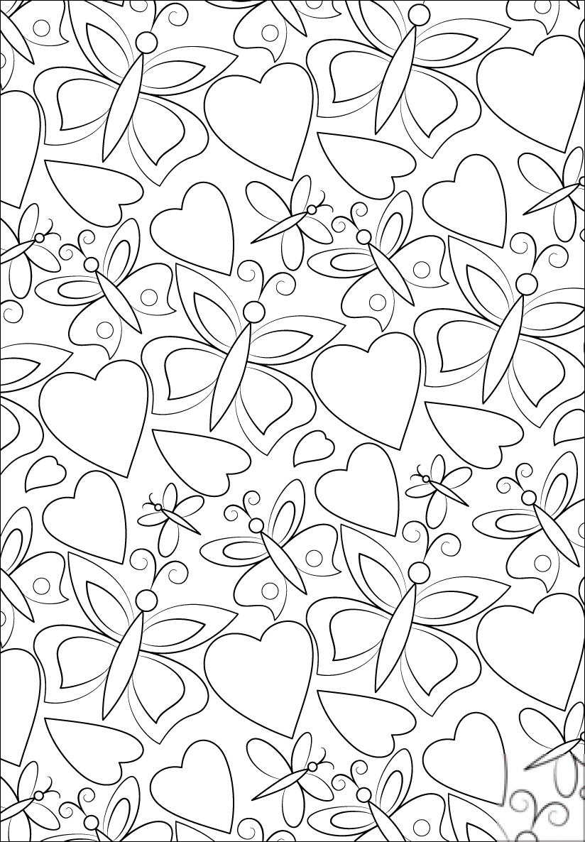 Hearts and Butterflies Pattern