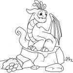 Funny Dragon Sitting on Stone