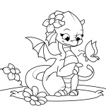 Cute Girl-Dragon Playing with...