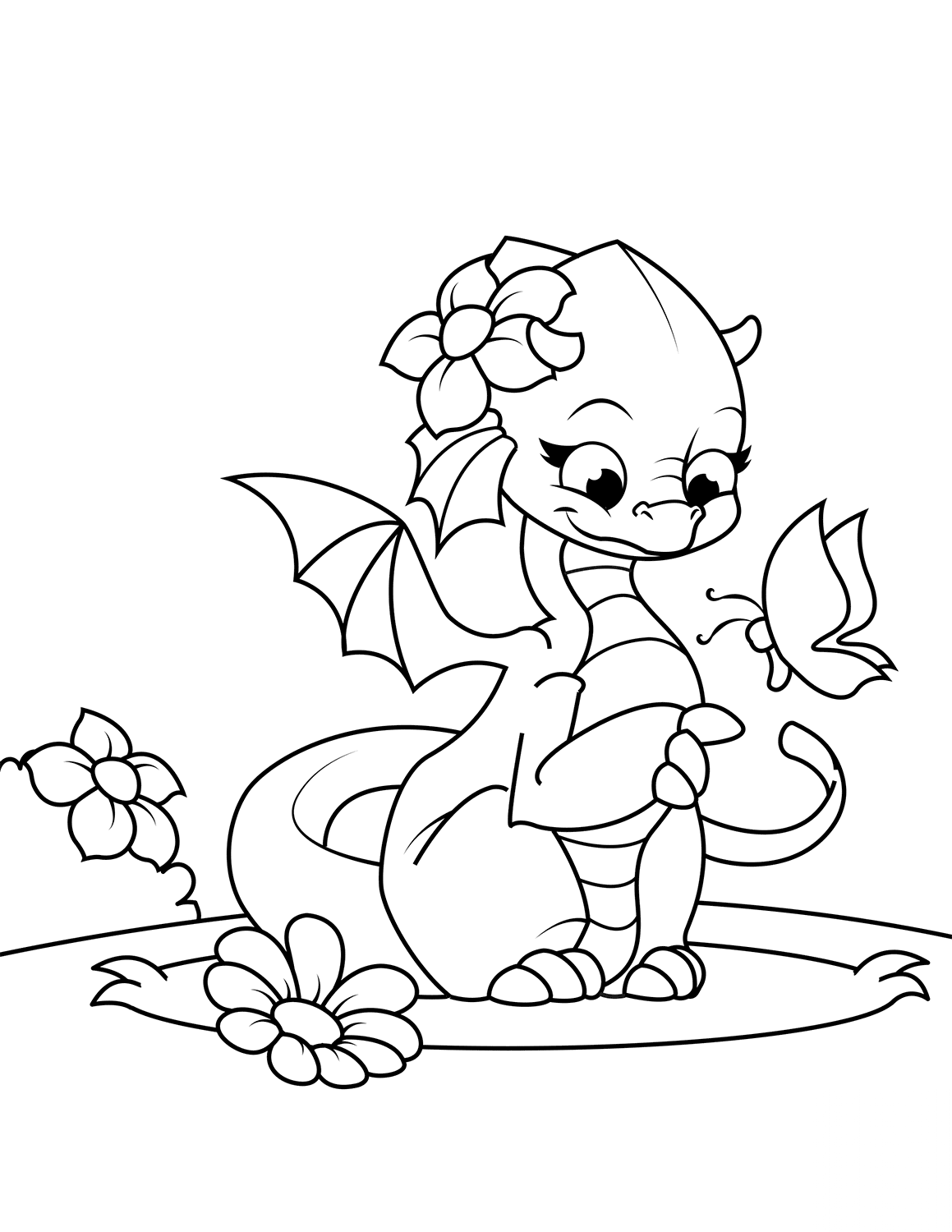 Cute Girl-Dragon Playing with...