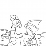 Knight and Dragon Guarding Treasure