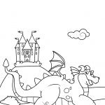 Cute Dragon in Front of a Castle