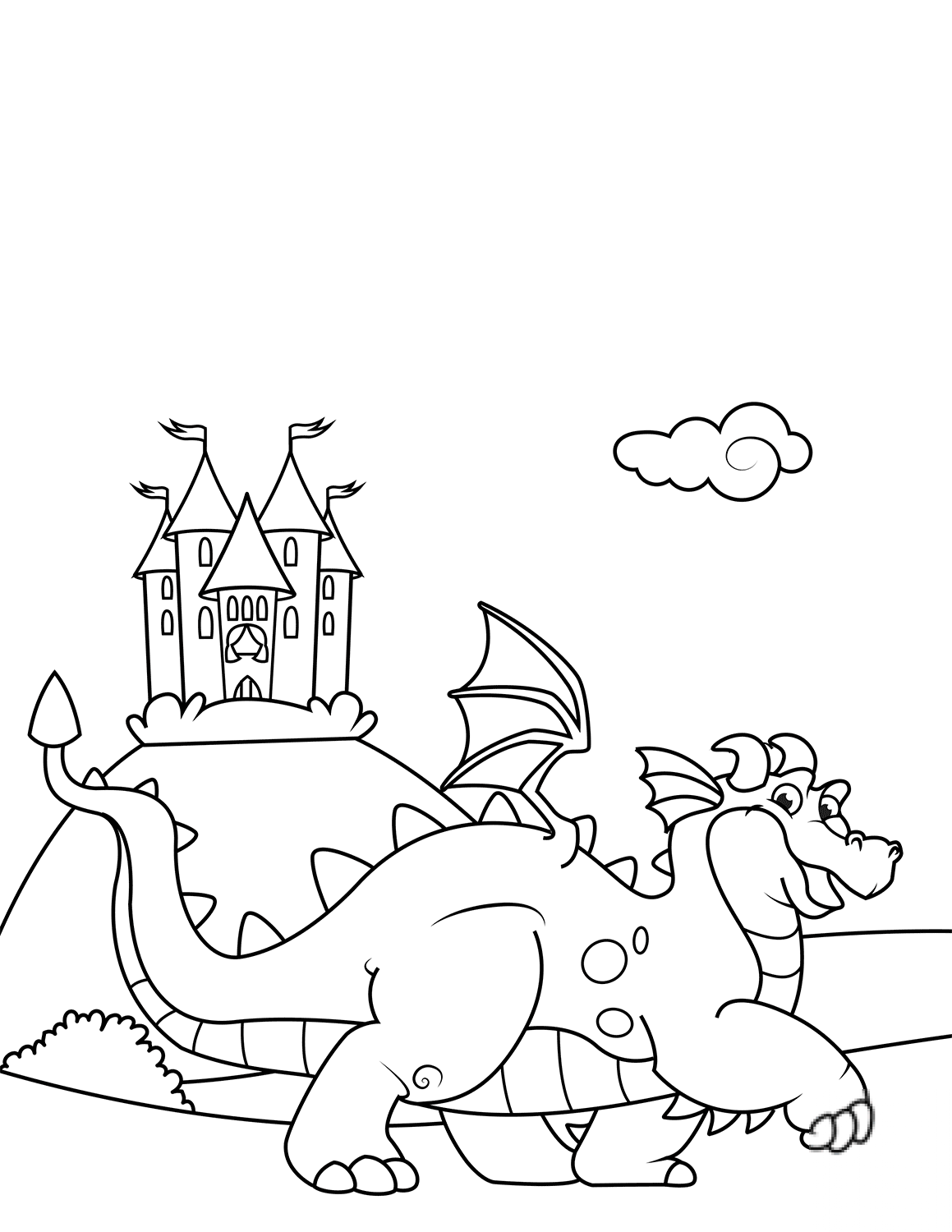 Cute Dragon in Front of a Castle