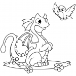 Cute Dragon and Bird