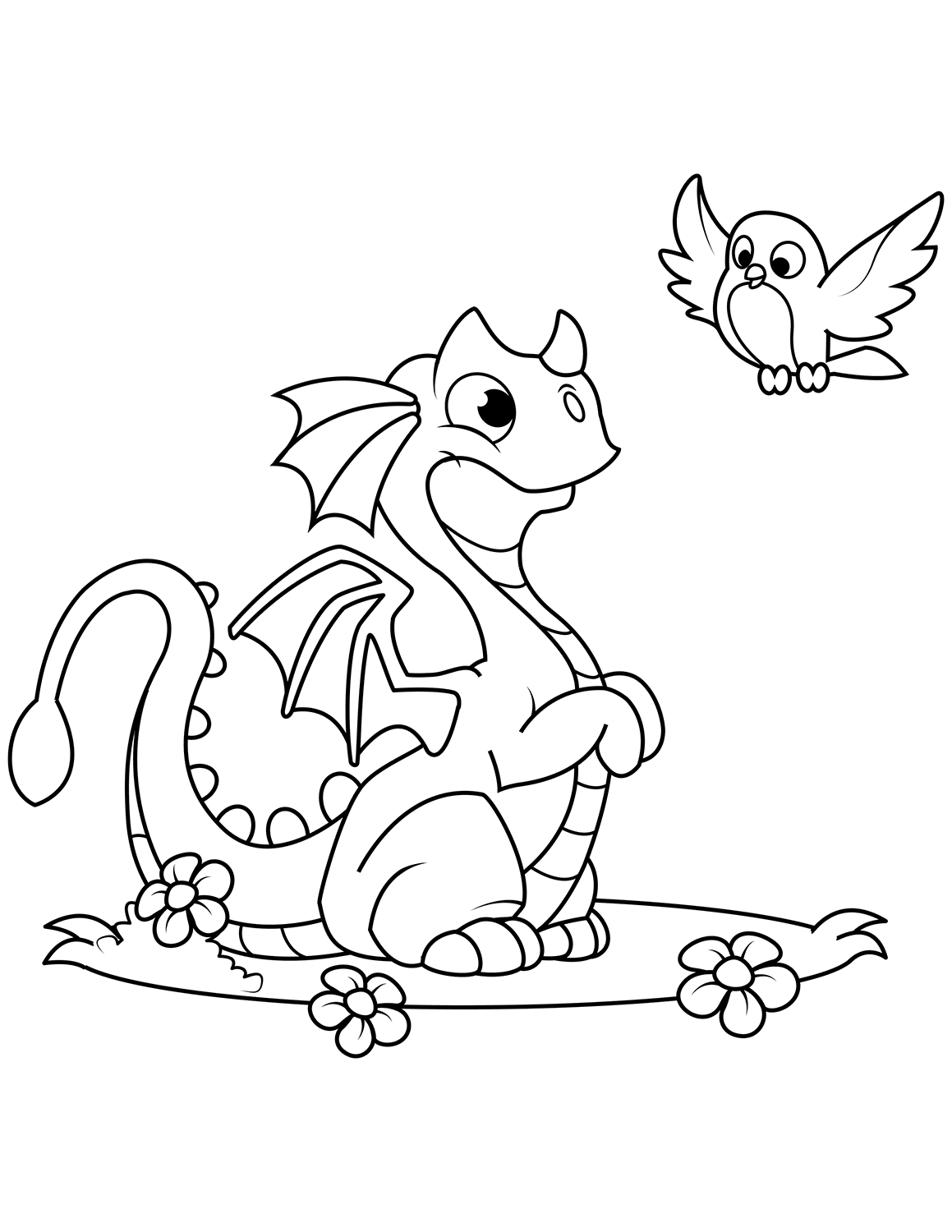 Cute Dragon and Bird