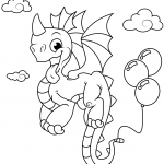 Cute Dragon with Balloons