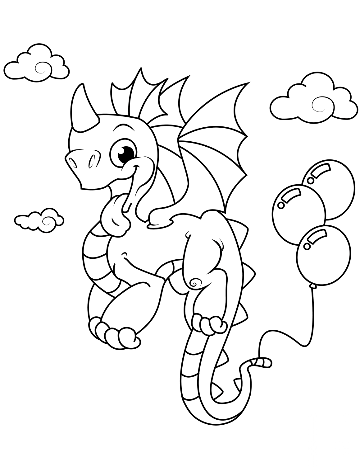 Cute Dragon with Balloons