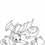 Cute Little Dragon Playing with Snail