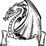 Smok z banerem słów