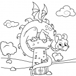 Cute Dragon Sitting on Tower