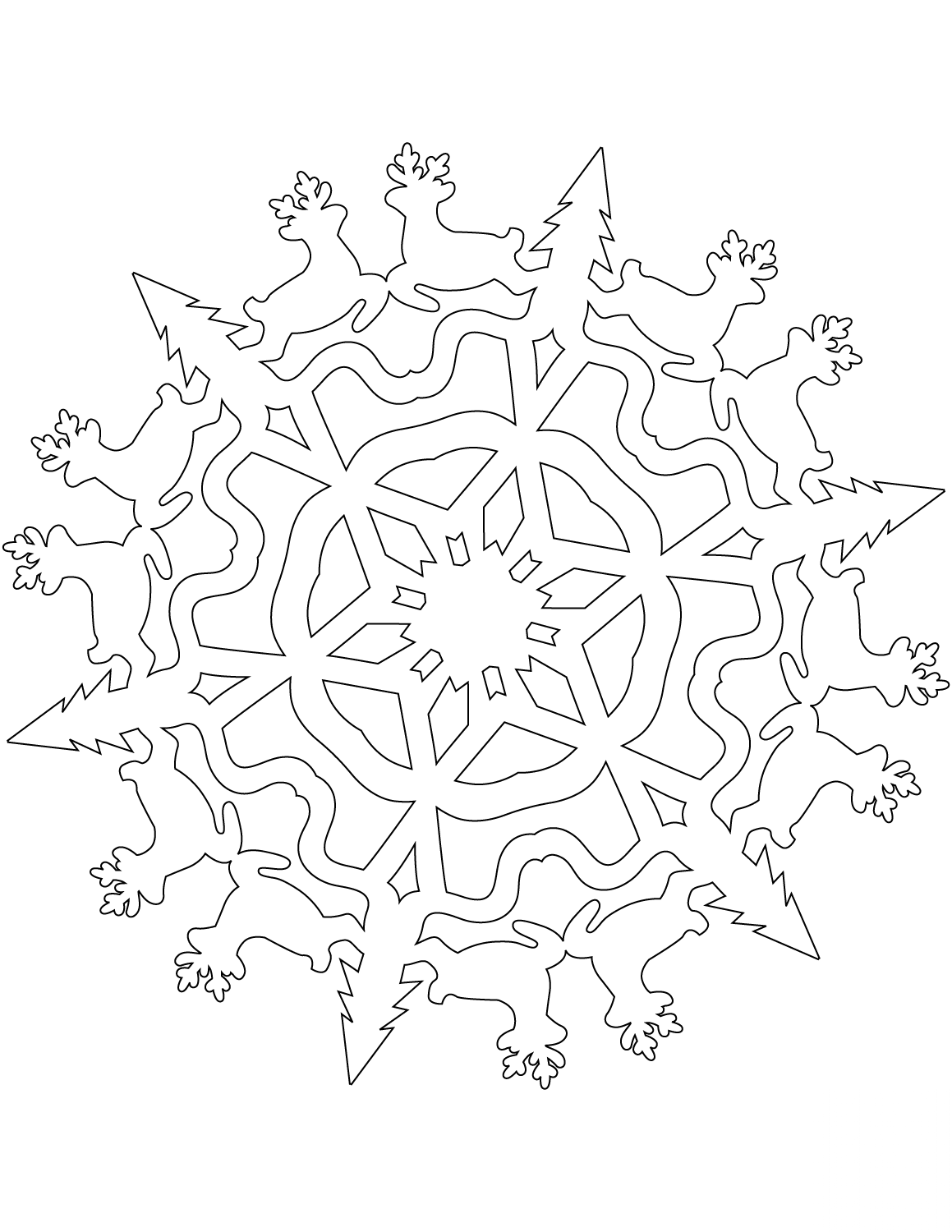 Snowflake with Christmas Reindeers