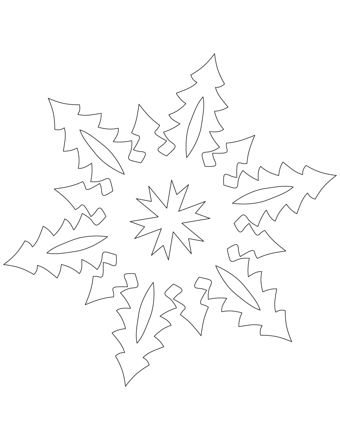 Snowflake with Tall Christmas Trees...