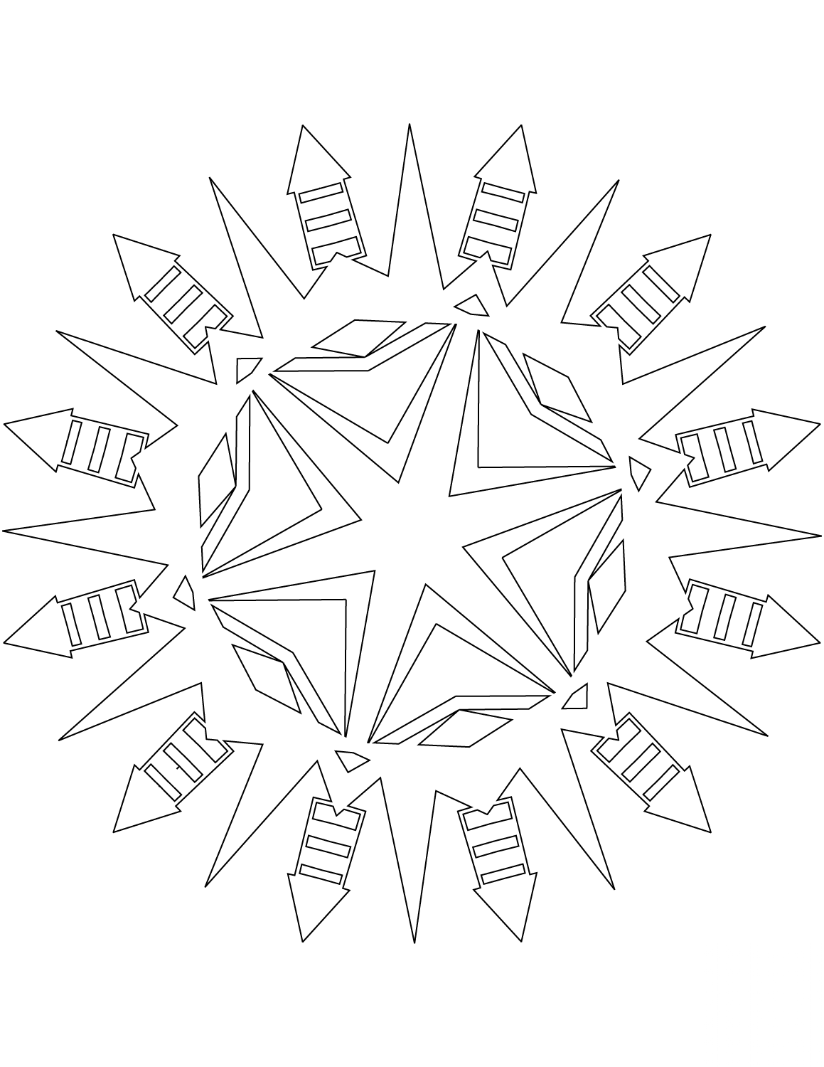 Snowflake with Firework Rocket Pattern