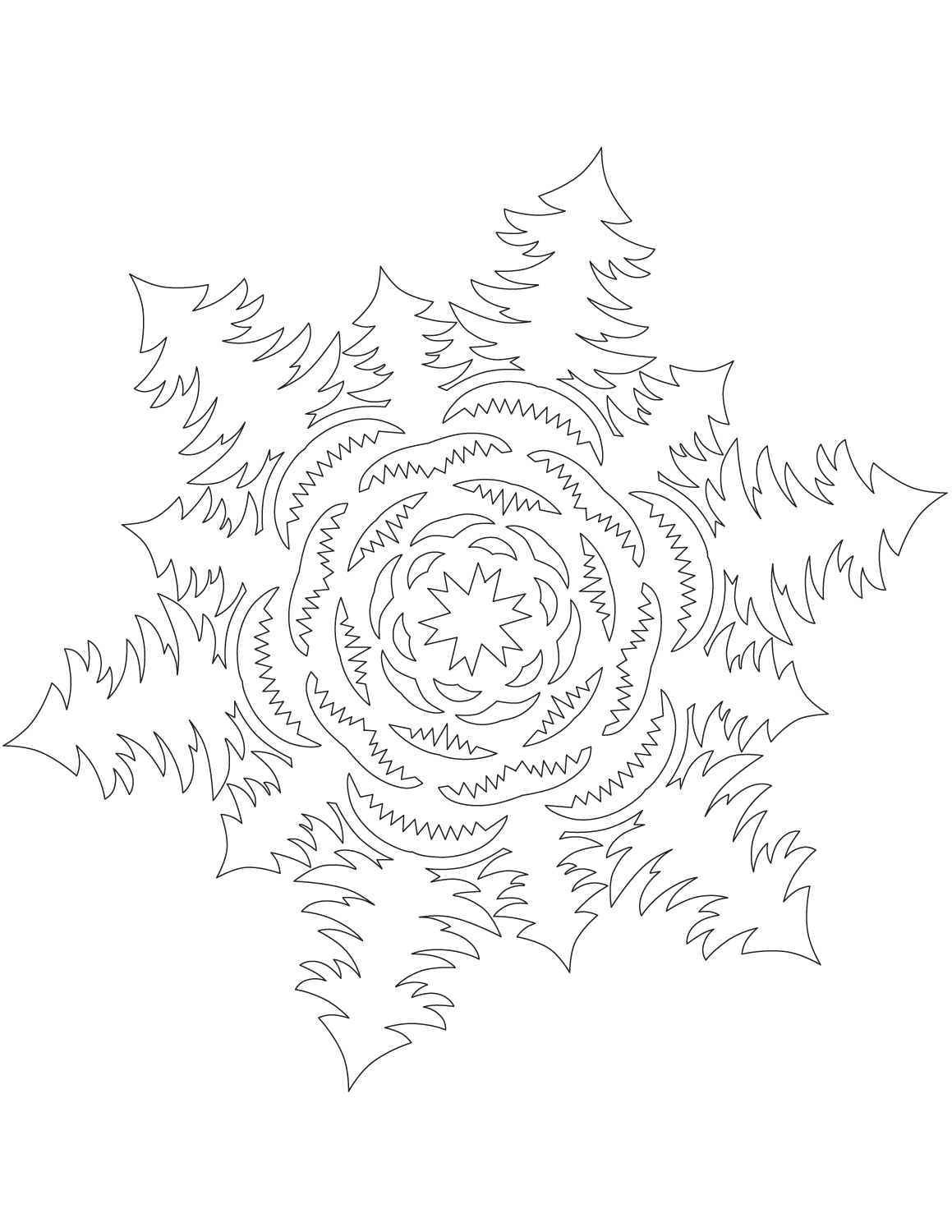 Snowflake with Christmas Tree Forest