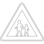 "Children Crossing Ahead" Sign in...