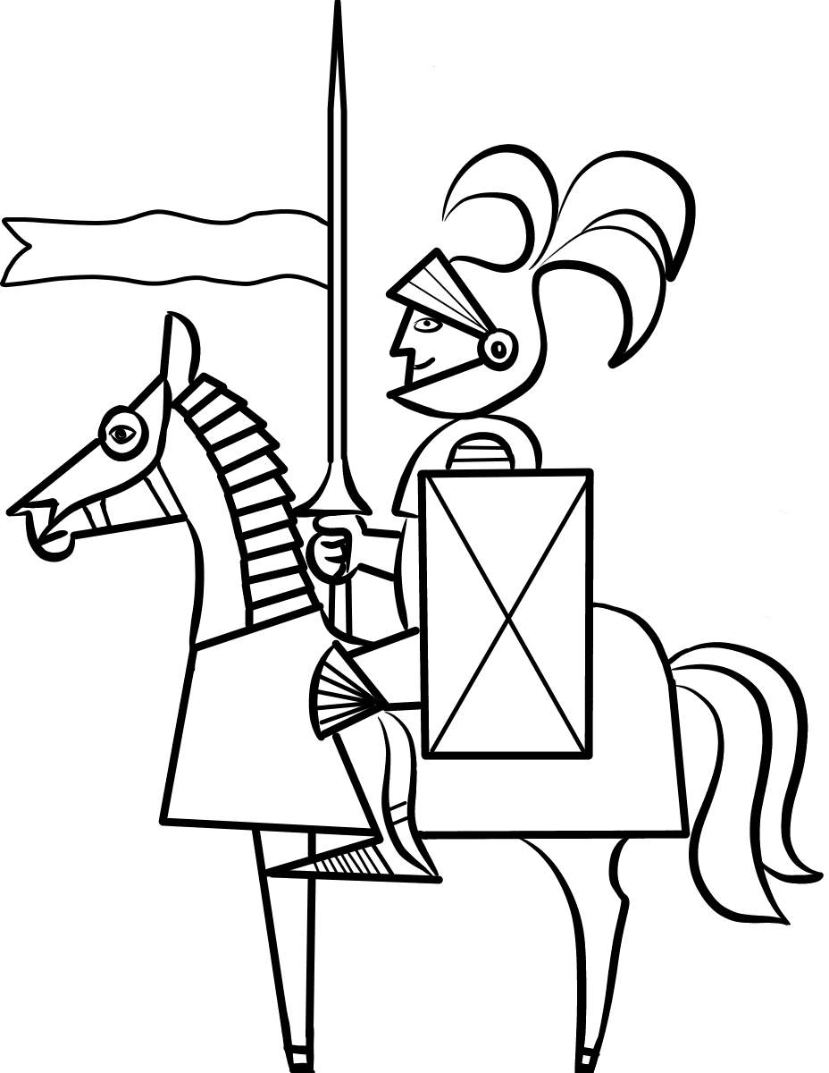 Cartoon Knight on Horse