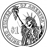 One Dollar Coin with Statue of Liberty
