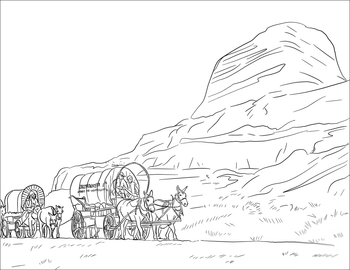 Wagon Train on the Oregon Trail