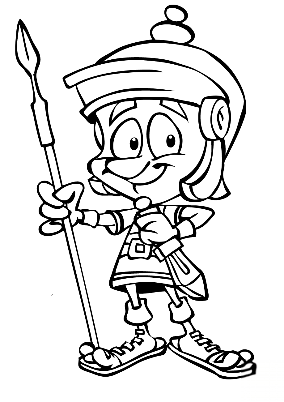 Cartoon Roman Soldier with Spear