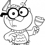 Owl Teacher with Graduate Cap and Bell
