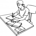 Nastoletni uczeń uczący się z książek