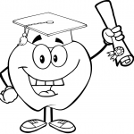 Happy Apple Graduate Holding a Diploma