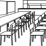 Klasa z ławkami i krzesłami