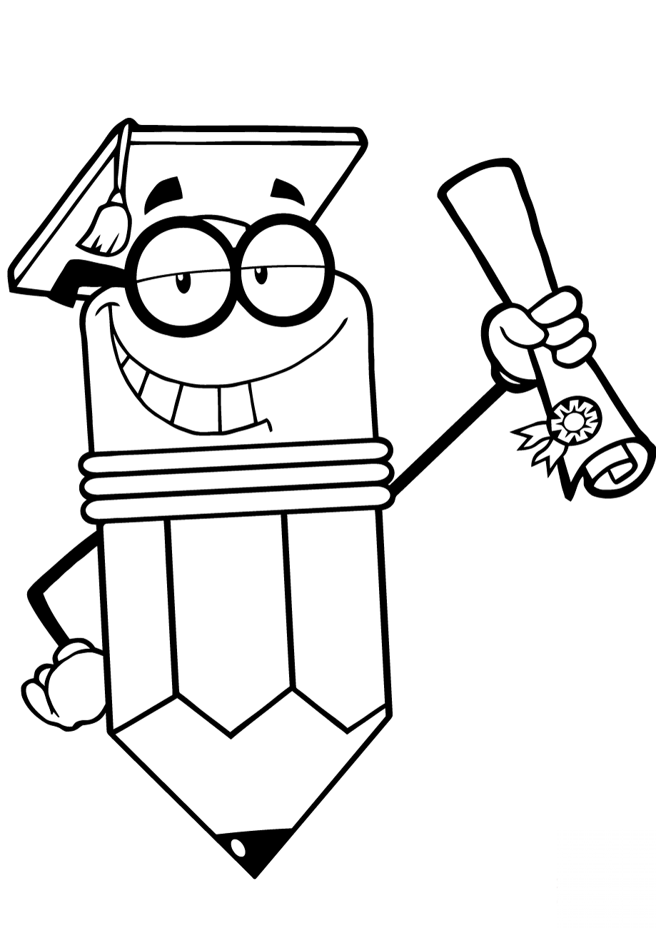 Happy Pencil Character Graduate...