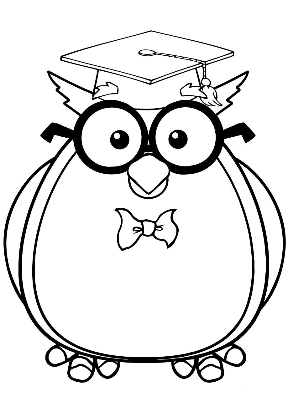 Wise Owl with Glasses and Graduate Cap