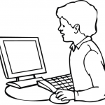 Chłopak szukający informacji w...