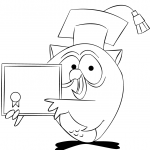 Cartoon Owl Holding Diploma