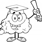 Happy Brain Character Graduate with...