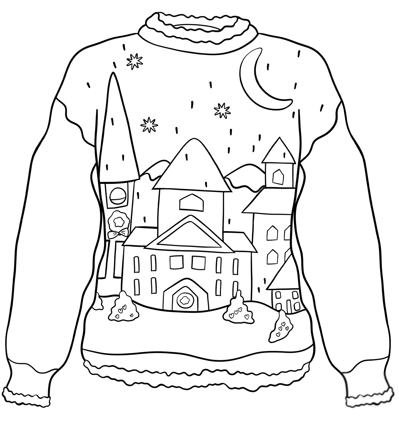 Christmas Sweater with Winter Town