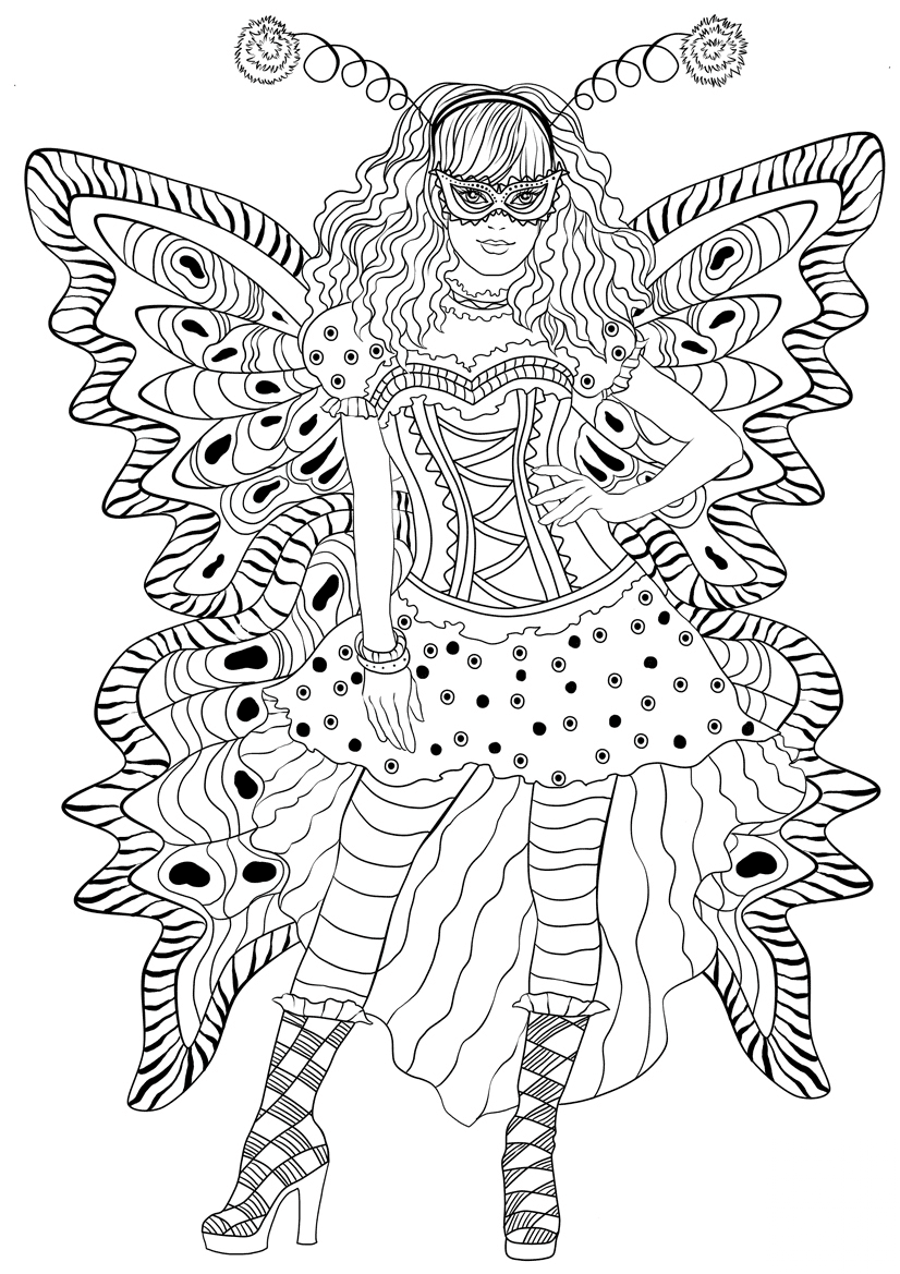 Girl Wearing Carnival Butterfly...