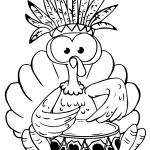 Cartoon Turkey Playing Drum
