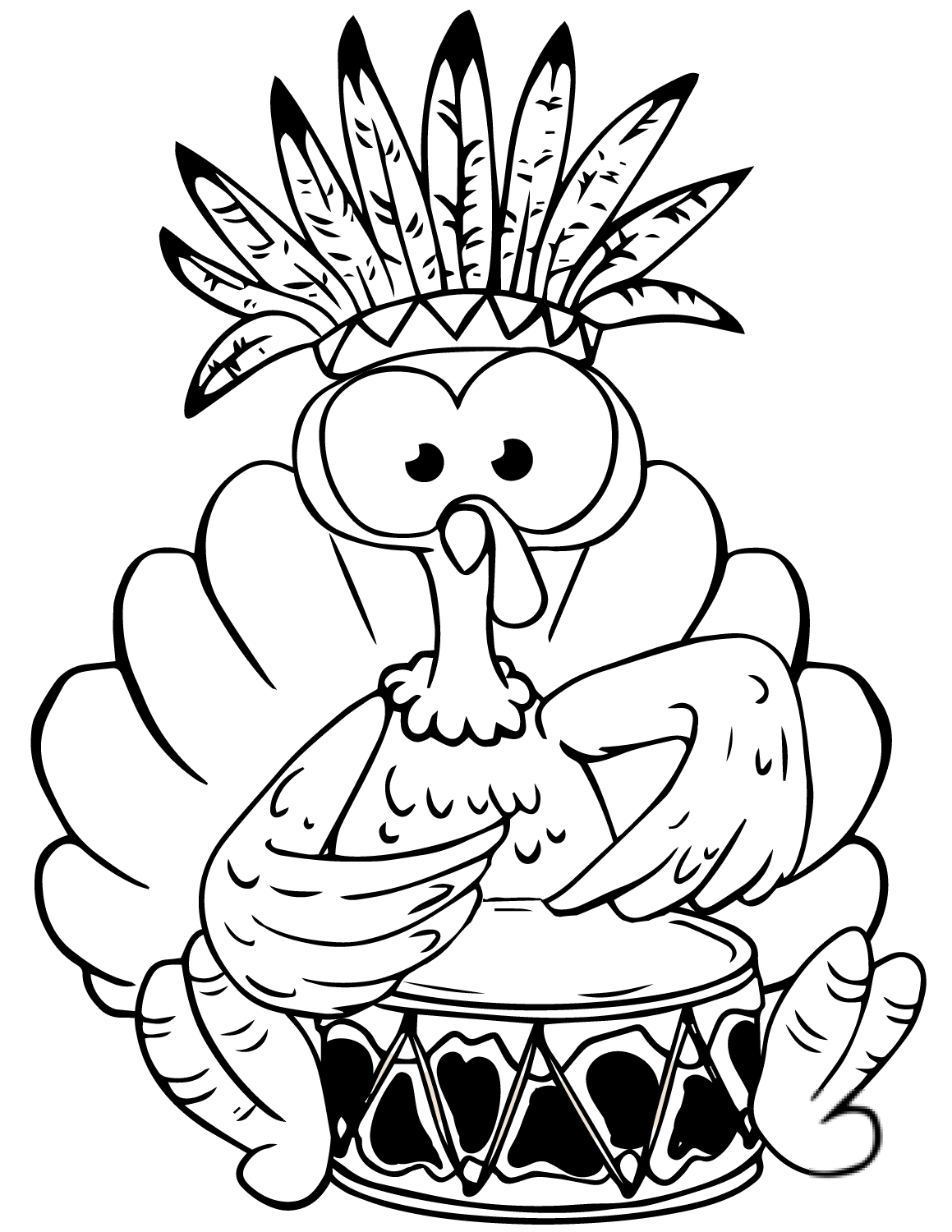 Cartoon Turkey Playing Drum