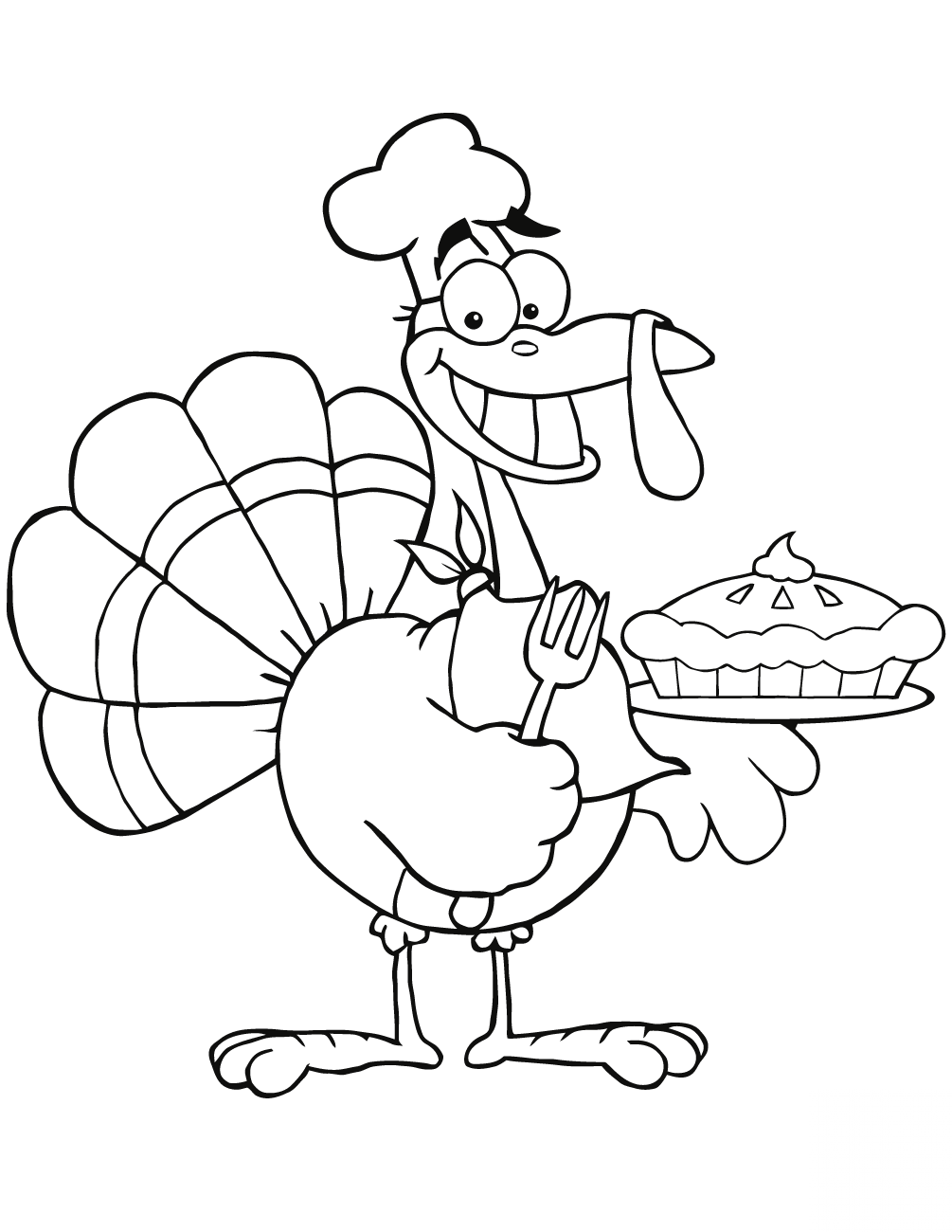 Happy Turkey Chef with Pie