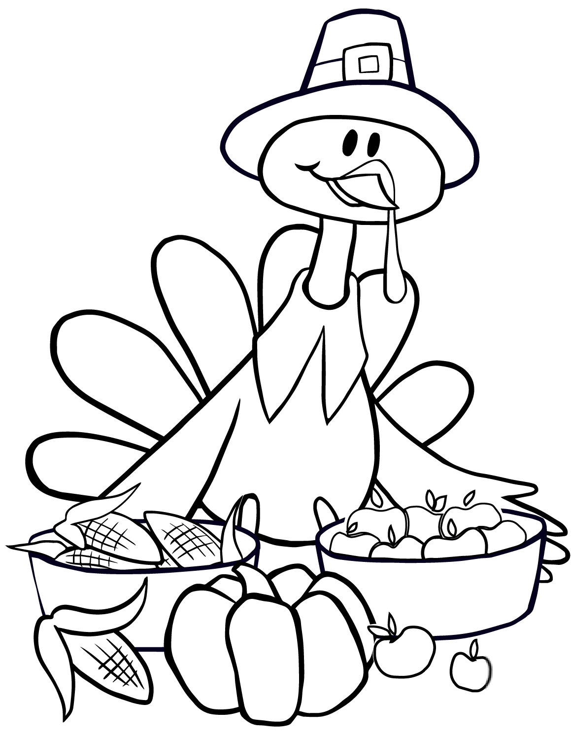 Cartoon Turkey with Vegetables