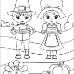 Cute Pilgrim Boy and Girl