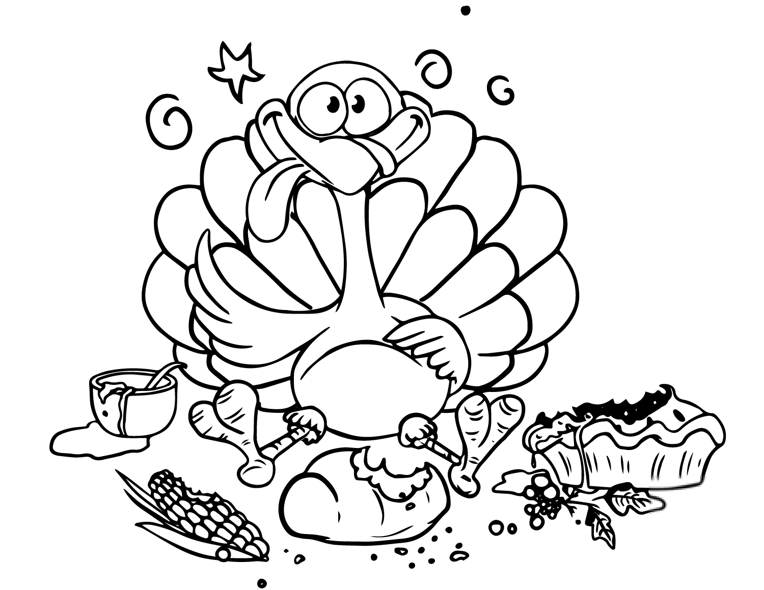 Cartoon Turkey with Load Stomach