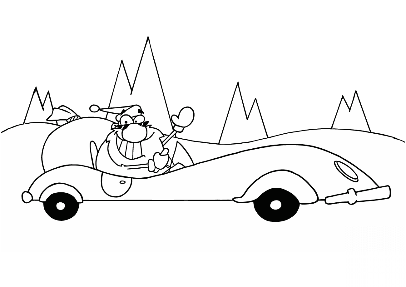 Santa Claus Driving a Car