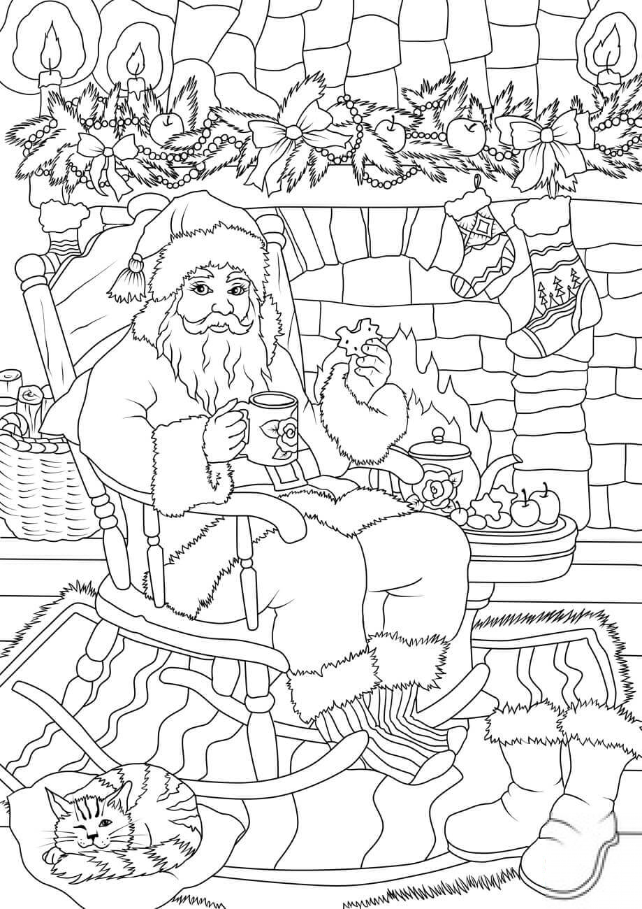 Santa Claus Drinking Tea with...