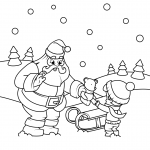 Santa Gives a Gift to a Boy