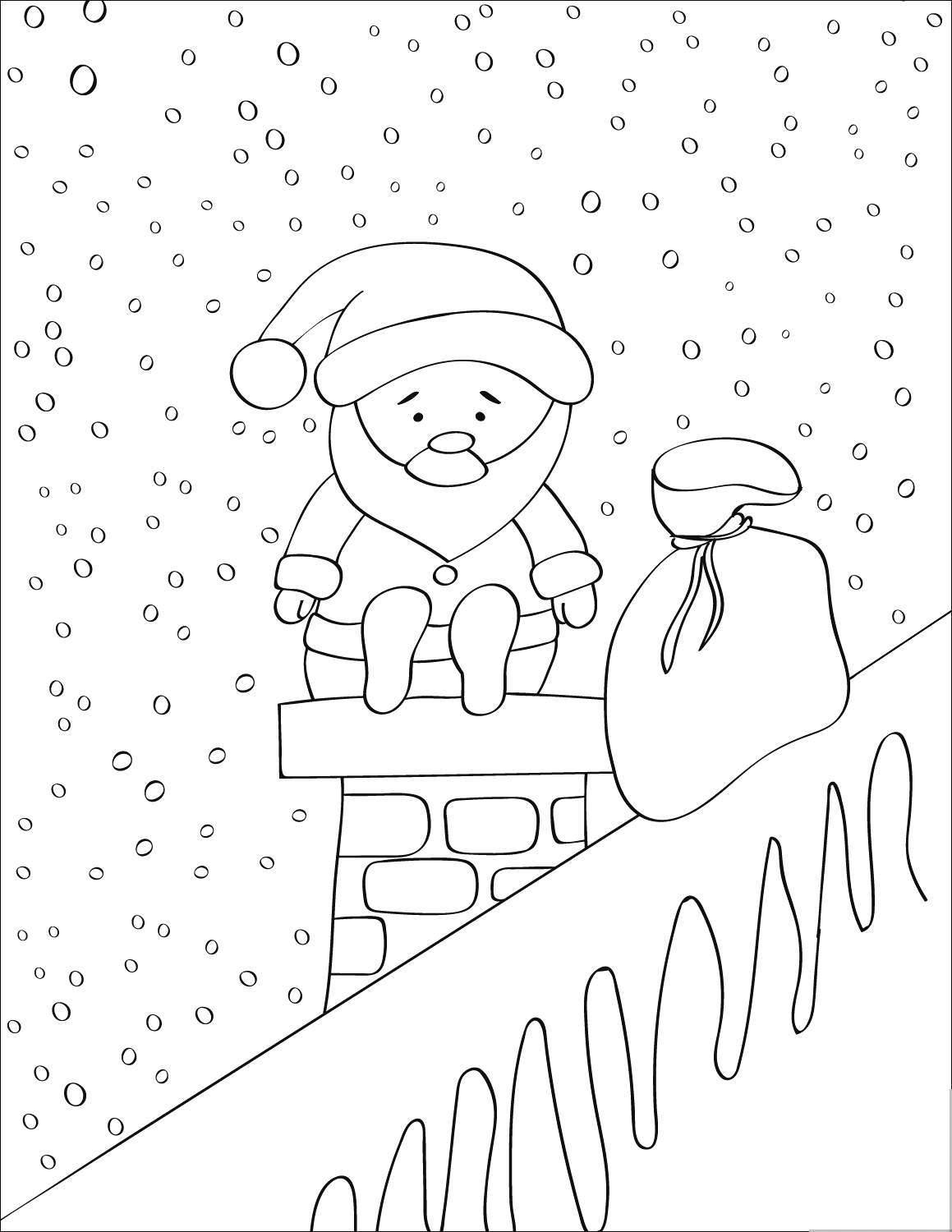 Cute Santa Claus Sitting on Chimney