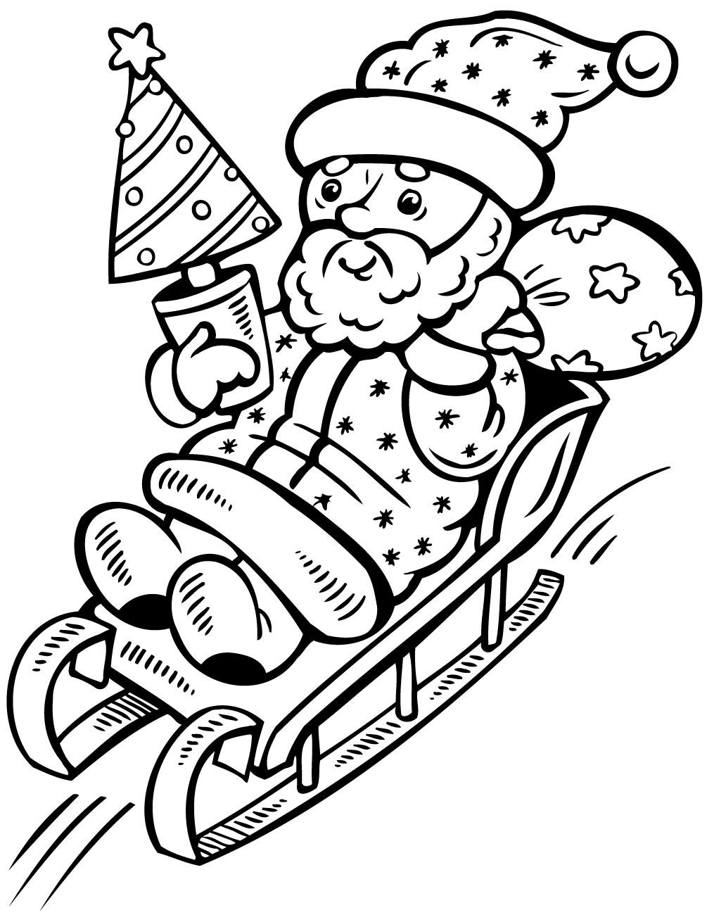 Santa Claus on Sleigh with...