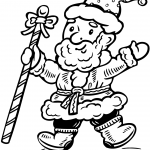 Santa Holding a Big Candy Cane