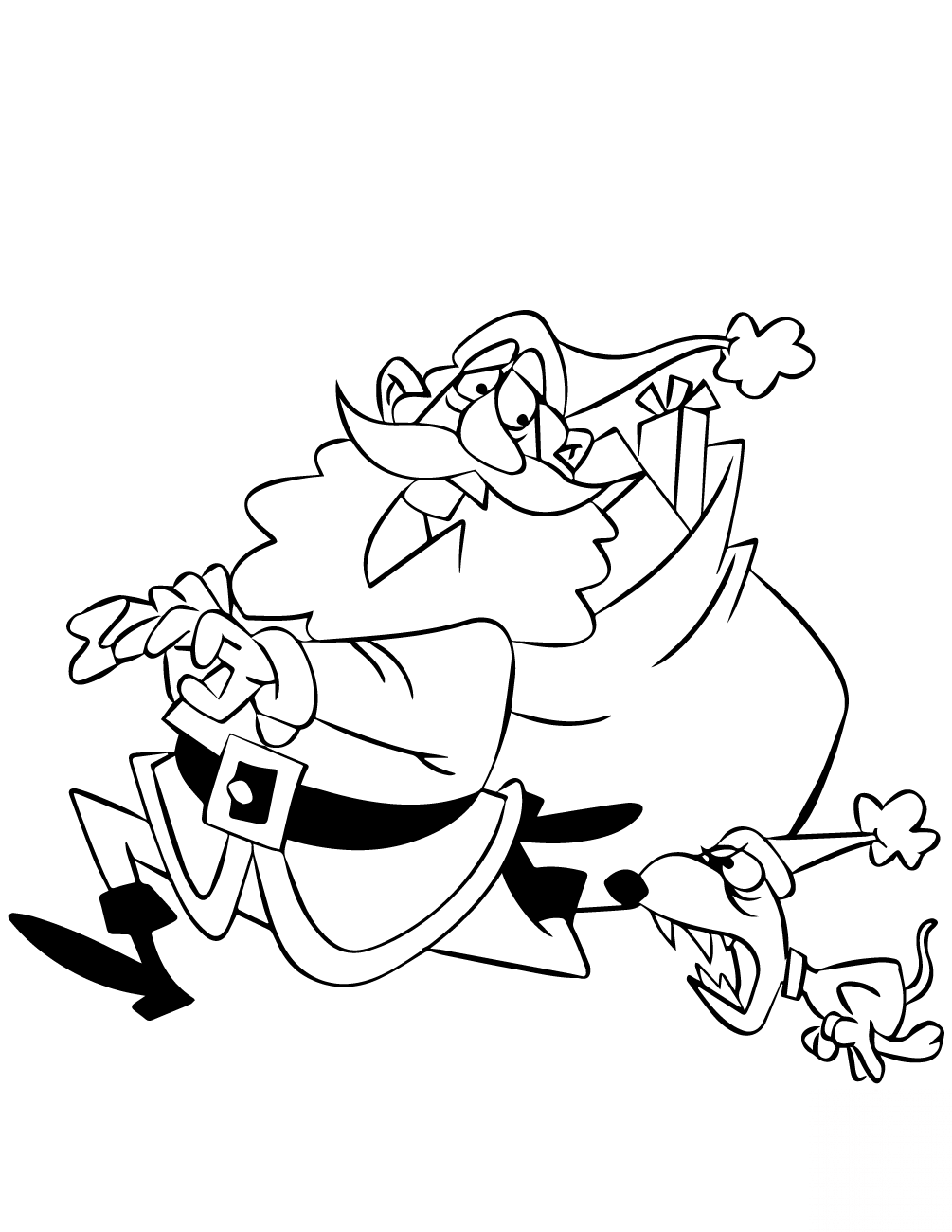 Santa Getting Chased by Small Dog